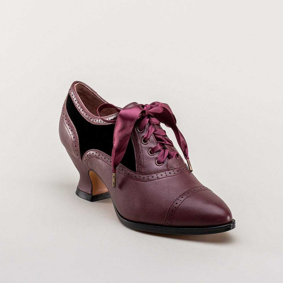 Kvinder American Duchess | Lucille Edwardian Oxfords Dame (Merlot/Sort)