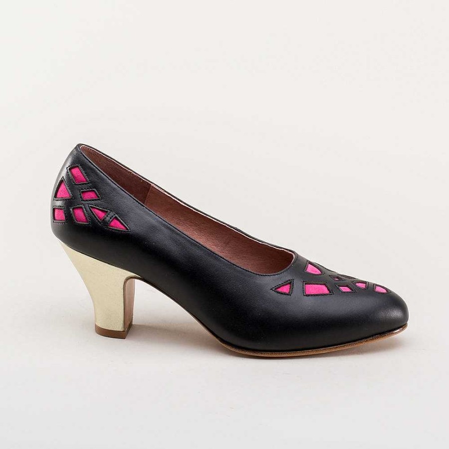 Kvinder American Duchess | Meme Vintage Pumps Til Kvinder (Sort/Pink/Guld)