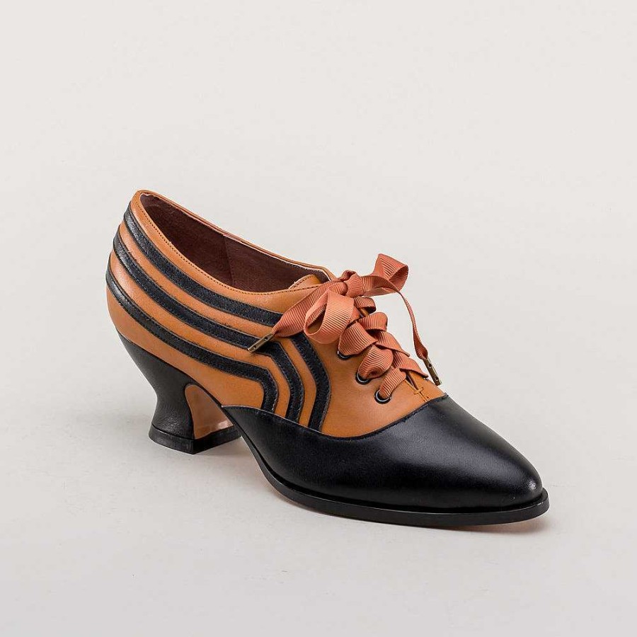 Kvinder American Duchess | Bernadette Edwardian Oxfords Dame (Cognac/Sort)