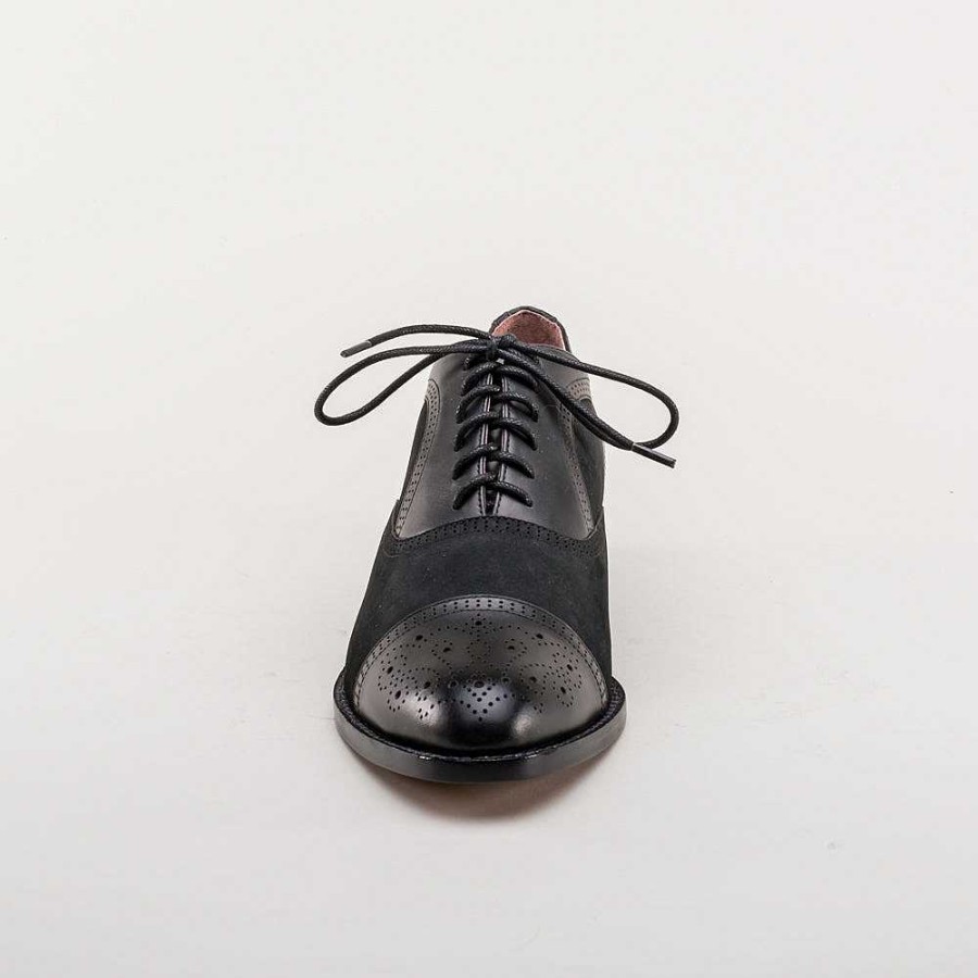 Kvinder American Duchess | Gladys Vintage Cap Toe Oxfords Til Kvinder (Sort)