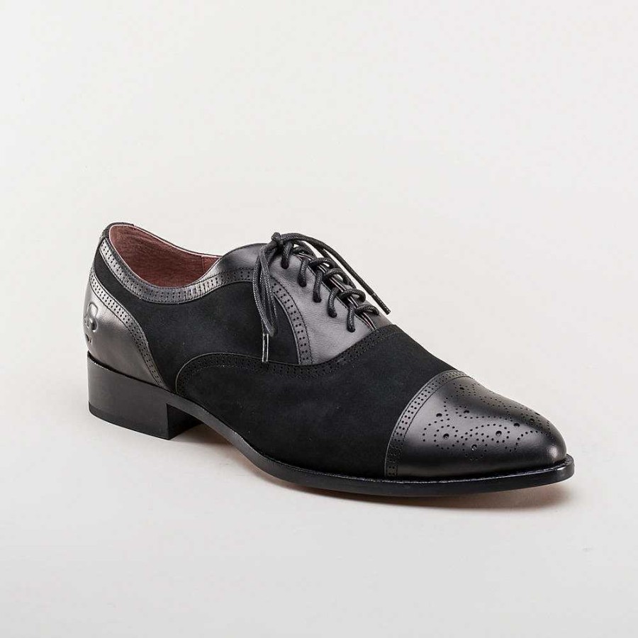 Maend American Duchess | Dandy Vintage Cap Toe Oxfords Til Maend (Sort)