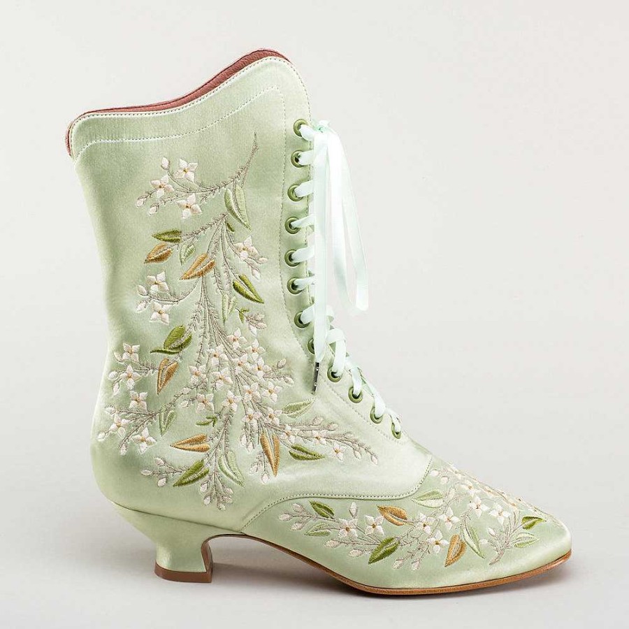 Kvinder American Duchess | Flora Broderede Damestovler (Celadon Green)