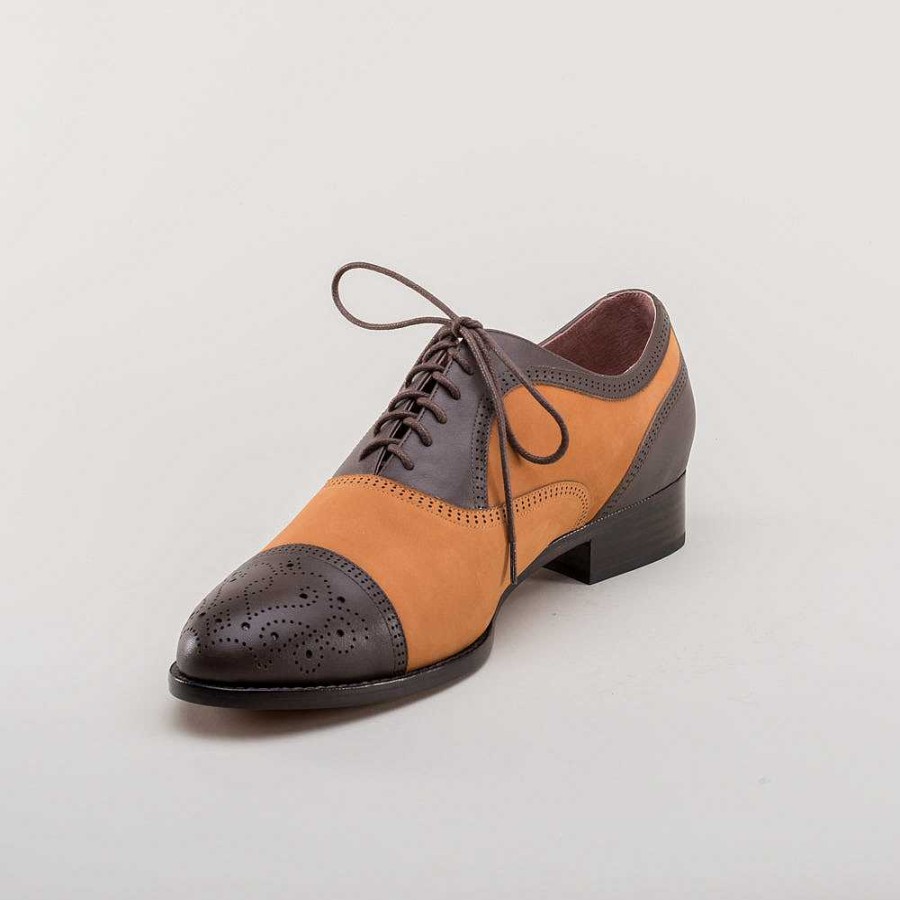 Maend American Duchess | Dandy Herre Vintage Cap Toe Oxfords (Brun/Cognac)