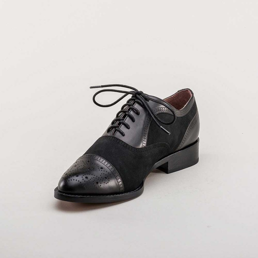 Kvinder American Duchess | Gladys Vintage Cap Toe Oxfords Til Kvinder (Sort)