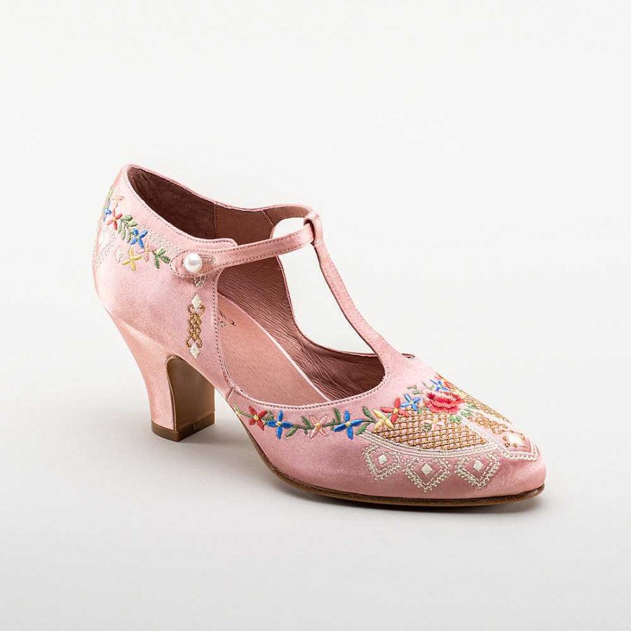 Kvinder American Duchess | Daisy Damebroderede T-Stropper (Pink)