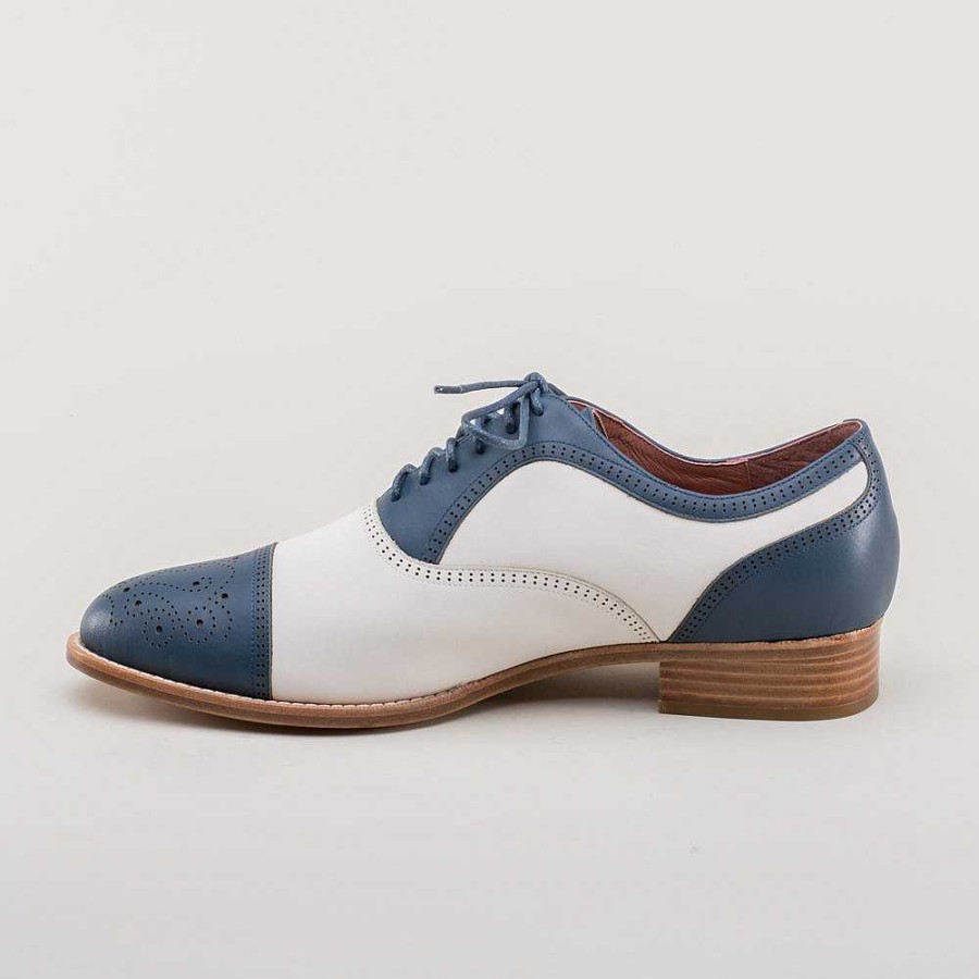 Maend American Duchess | Dandy Herre Vintage Cap Toe Oxfords (Bla/Hvid)