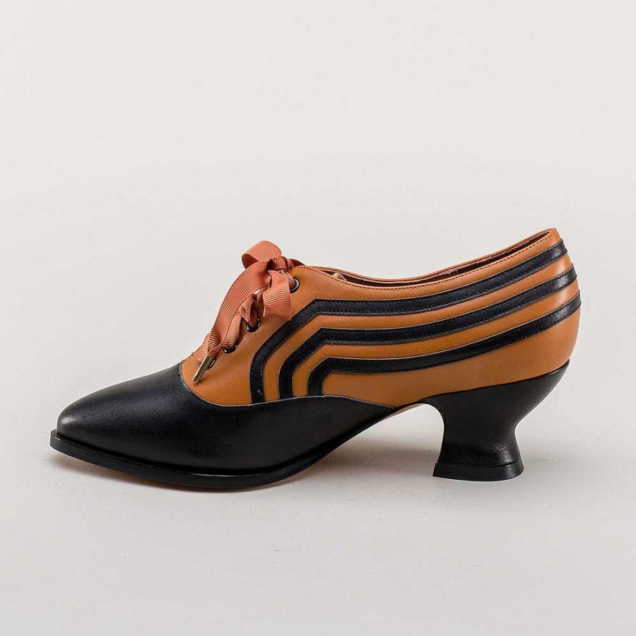 Kvinder American Duchess | Forudbestil Bernadette Dame Edwardian Oxfords Wide (Cognac/Sort)