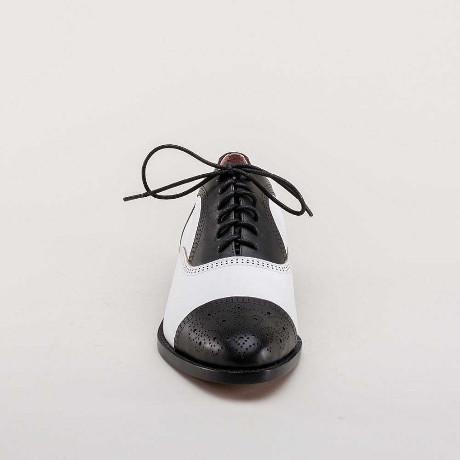 Kvinder American Duchess | Gladys Vintage Cap Toe Oxfords Til Kvinder (Sort/Hvid)